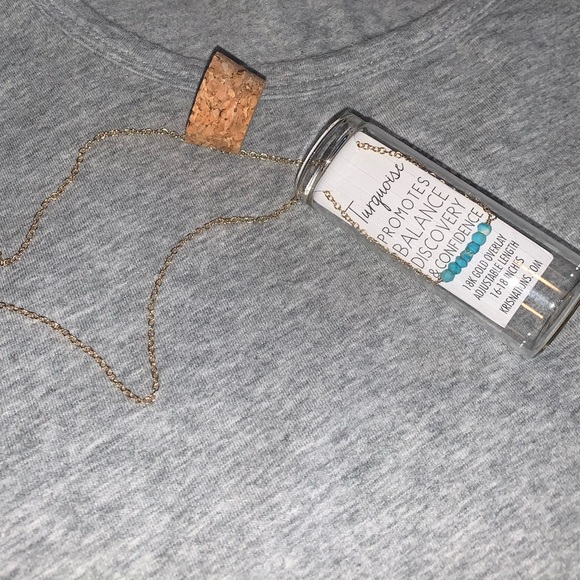 Boutique Turquoise Gems Bar Gold Overlay Necklace - Picture 3 of 4